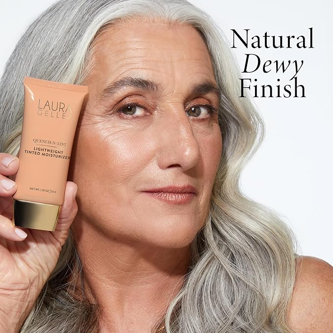 LAURA GELLER NEW YORK Quench-n-Tint Lightweight Tinted Moisturizer, Porcelain/Fair - Sheer to Light Buildable Coverage - Natural Glow Finish - Lightweight Formula - Hydratant Teinte