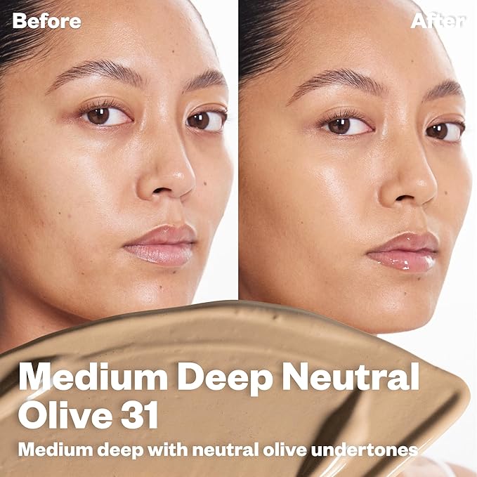 Kosas BB Burst Tinted Face Gel Cream - Supports Healthy Collagen, Smoothes Skin, Hydrates & Moisturizes- Lightweight Buildable Coverage - Medium Deep Neutral Olive 31, (1 Oz/30 ML)