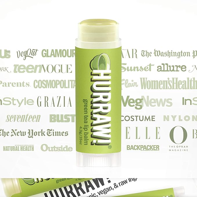 Hurraw! Green Tea Lip Balm: Organic, Certified Vegan, Cruelty and Gluten Free. Non-GMO, 100% Natural Ingredients. Bee, Shea, Soy and Palm Free. Made in USA