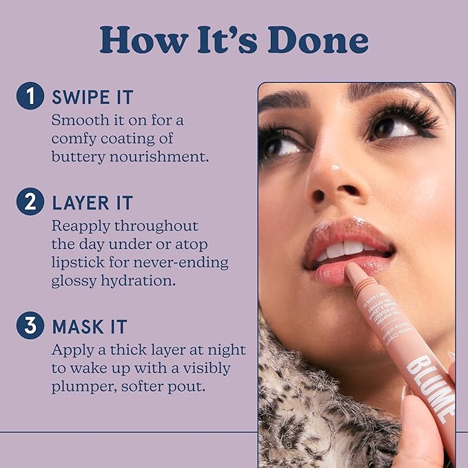 Blume Tri-Peptide Vanilla Lip Balm - Superbalm Lip Moisturizer with Shea Butter and Squalane to Deeply Hydrate & Heal Dry, Cracked Lips - Cruelty Free & Vegan Lip Plumper (0.4 Fl Oz)