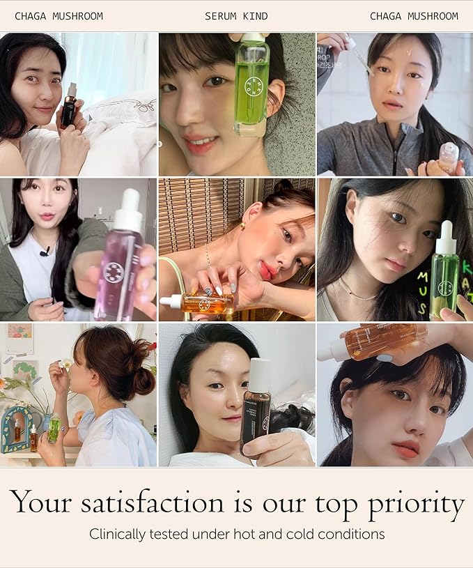 SERUMKIND Chaga Mushroom Serum for Korean Face Skincare - Beta Glucan Extract - Nourishing & Hydrating - Provides Deep Hydration for Extremely Dry Skin - Vegan & Cruelty-Free – 1.01 fl.oz.