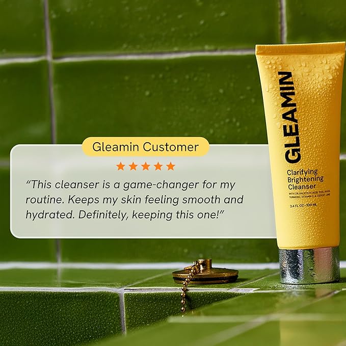 Gleamin Vitamin C Face Wash & Facial Cleanser - Cream to Foam 2% Salicylic Acid Cleanser with Paw Paw & Turmeric - Gentle Exfoliating Facewash for Women & Men, Oily & Combination Skin, 3.4 fl oz