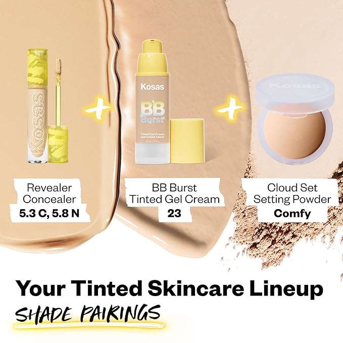 Kosas BB Burst Tinted Face Gel Cream - Supports Healthy Collagen, Smoothes Skin, Hydrates & Moisturizes - Lightweight Buildable Coverage - Medium Neutral 23, (1 Oz/30 ML)