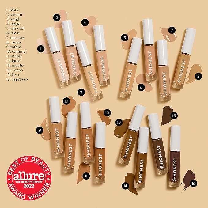 Honest Beauty Fresh Flex Concealer with Niacinamide + Vitamin E + Hyaluronic Acid | Vegan + Cruelty free | Java, 0.17 fl oz