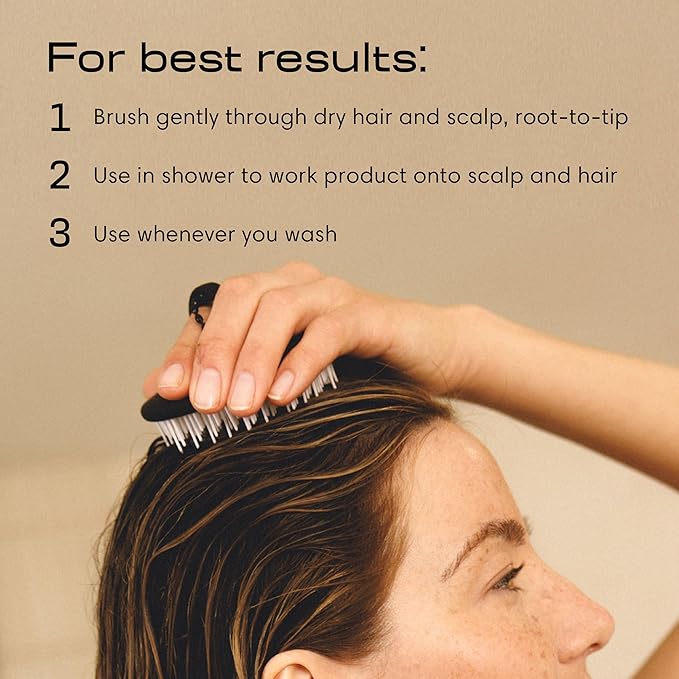 Jupiter Exfoliator Brush for Removing Dandruff and Build-Up, Detangling Scrubber for Wet or Dry Hair, Supports Circulation and Growth, Suitable for All Hair Types, Black