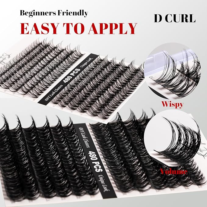 Lash Clusters 480 Clusters 60D 80D Thick Eyelash Extension 30D 40D Individual Eyelashes D Curl 11-20mm False Eyelash Multi-Style DIY Lash Extensions for Beginners(30D-80D-D, 11-20MIX)