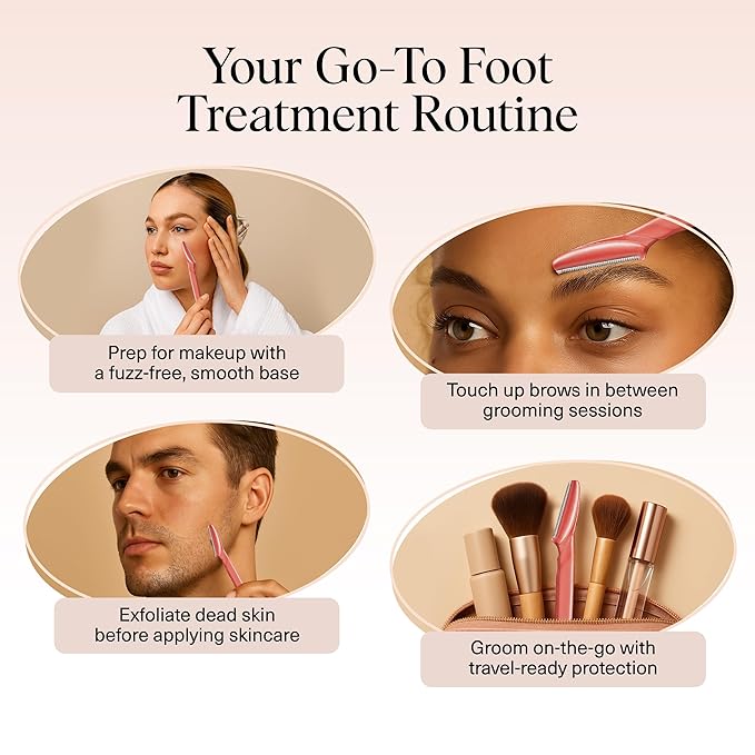 Kitsch Dermaplane Razor for Women Face - Face Razors for Women and Men - Eyebrow Trimmer, Shaver, Recycled Plastic Dermaplaning and Skin Care Tool - Coral, 12 pcs