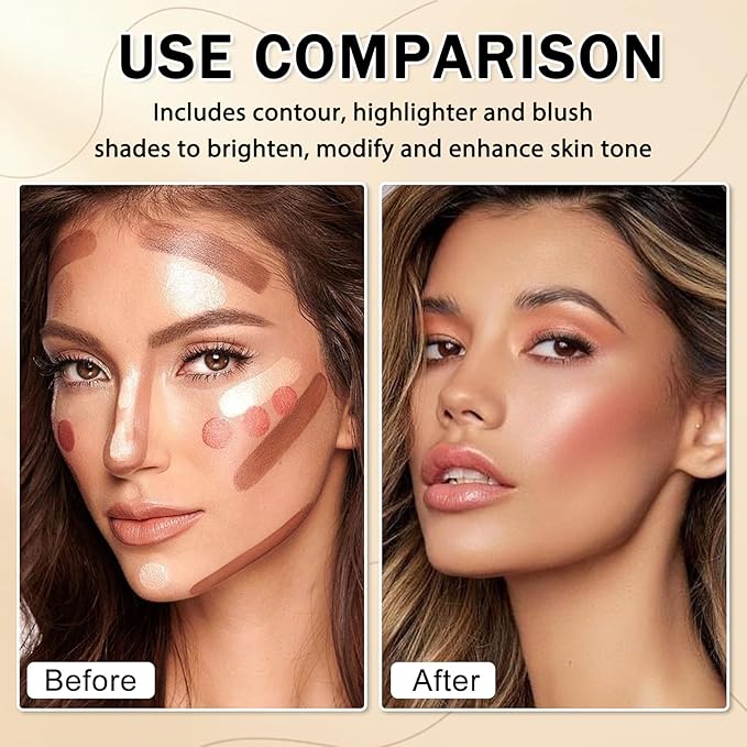 6 Colors Cream Contour Stick Makeup Kit, Double-ended Cream Highlighter Stick Bronzer and Blush Stick for Sculpt the Cheeks, Matte & Dewy Finish, Face Contour Kit for Beginners, Set A