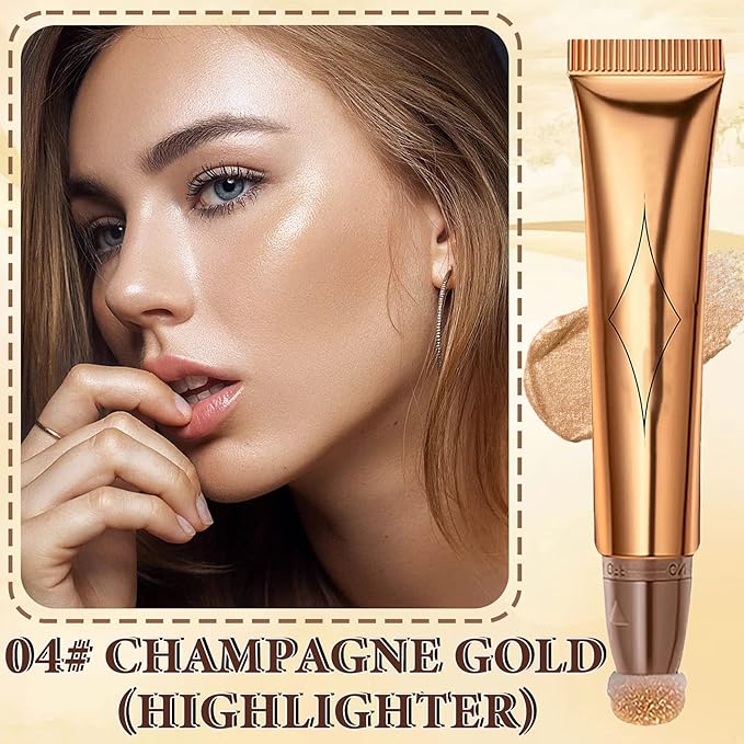 Liquid Contour Beauty Wand,Stick with Cushion Applicator,Cream Contour,Long Lasting Smoothly Moisturizng Silky Contour Stick High gloss stick