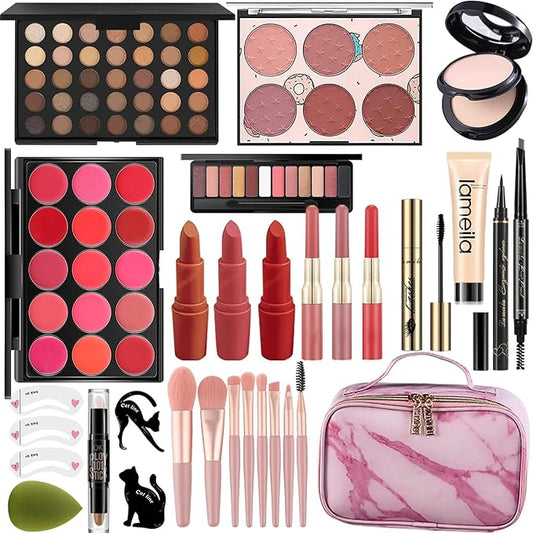 M All In One Makeup Kit, Makeup Kit for Women Full Kit,Multipurpose Women's Cosmetics Set,Beginners and Professionals Alike,Easy to Carry(DLS-Pink)