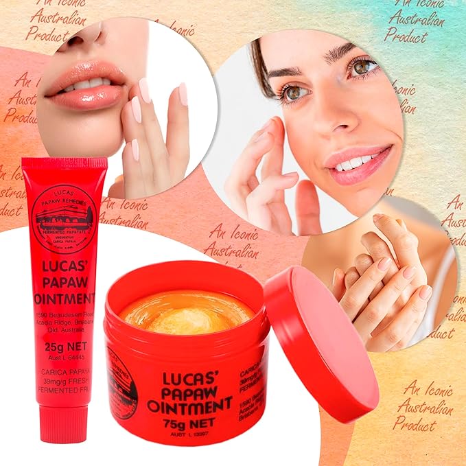 Lucas Pawpaw Lip Ointment, Lucas Pawpaw Cream, Lucas Pawpaw Ointment for Lips & Dry Skin - Unique All Skin Types, All Gender- Any Season Gift Pack with 75g and 15gr Pawpaw Balm