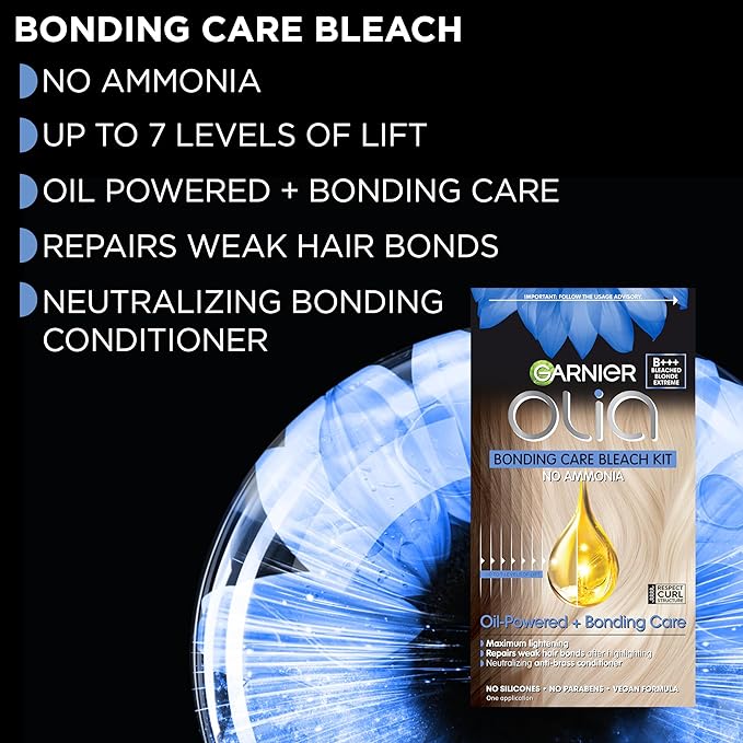 Garnier Hair Color Olia Ammonia-Free Brilliant Color Oil-Rich Permanent Hair Dye, B+++ Bleach Blonde Extreme, 2 Count (Packaging May Vary)