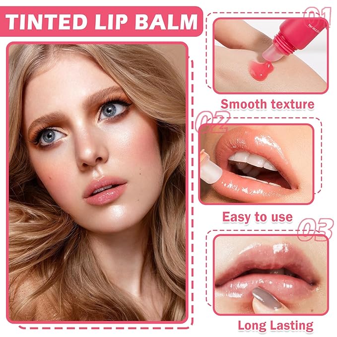 Lip Glowy Balm Moisturizing Lip Balm Plumping Lip Gloss Lip Sleeping Mask Lip Butter Balm Day Night Lip Care Glowy Lip Balm - Peach
