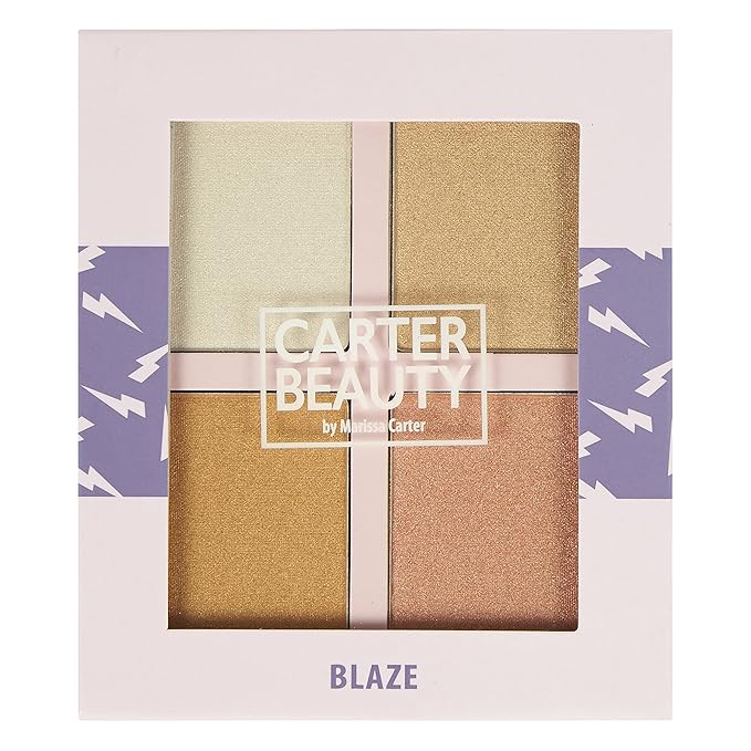 Carter Beauty Mini Highlighter Palette | Long Lasting Makeup | Shimmer & Matte Shades (Blaze)