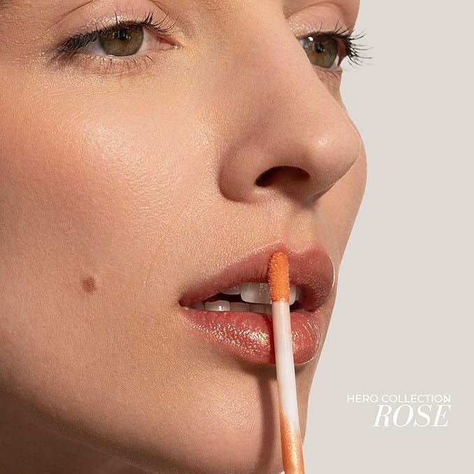 FITGLOW Beauty Lip Colour Serum | Hydrating Lip Gloss | Plumping Anti-Aging Lip Treatment | Natural Shine with Pomegranate Sterols & Collagen | Buildable Color for Dry Chapped Lips | Rosé- 10g