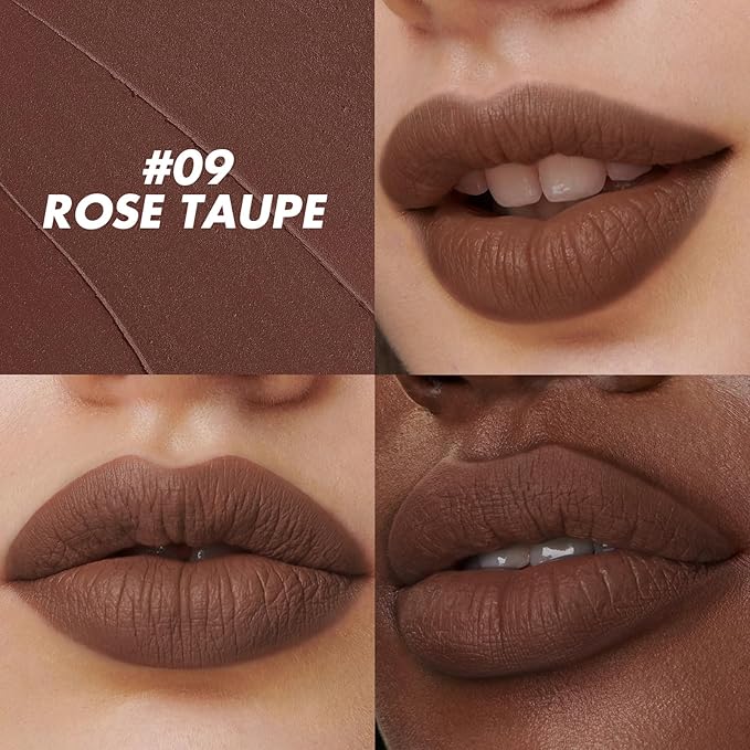 FOCALLURE Ultra Chic Matte Lipstick,Rich Vitamin E Lip Crayon,Lightweight Matte Color without Drying or Fading,Long Lasting Waterproof Lips Makeup,ROSE TAUPE