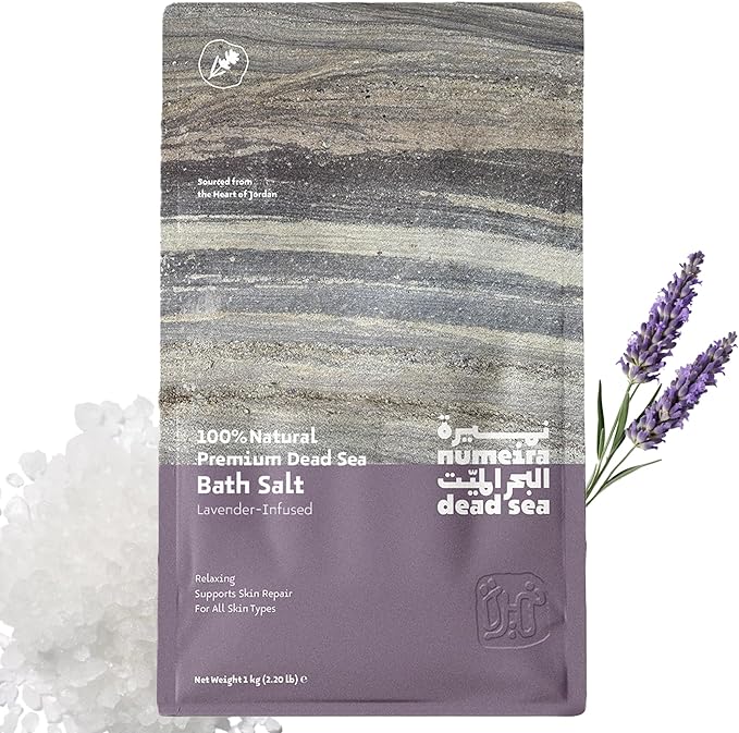 Dead Sea Salts for Soaking - Relaxing Salt Bath Soak for Body Rejuvenation - Natural Mineral Salts - Coarse Dead Sea Salt Bath Salts for Women & Men w/Lavender Infused Essential Oil (2.2lb)