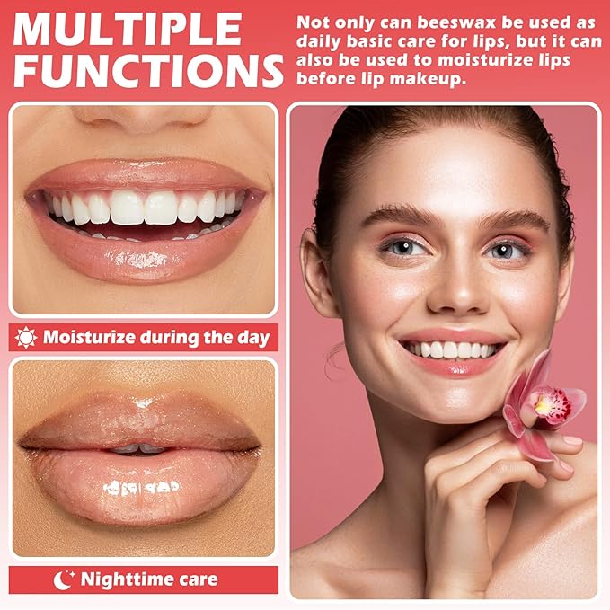 3PCS Bee Lip Balm Honey Pot Honey Strawberry Watermelon Lip Balm Sleeping Lip Mask Silky Hydrating Bee Lip Balm Honey Lip Mask Overnight Lip Care Products(Honey+Strawberry+Watermelon)