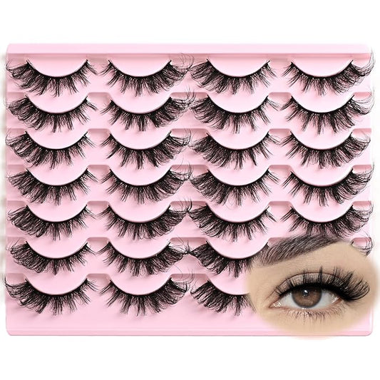 FARRED Cat Eye Lashes Fox Eyelash Wispy Fluffy False Eyelashes 14 Pairs Fake Eyelashes Natural Look Short Natural Lashes Cat Eye Lash Wispy Volume Eyelash (F23 | 8-16mm)