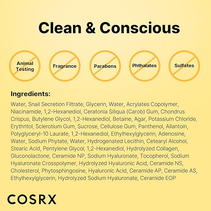 COSRX Advanced Snail Mucin Glass Glow Hydrogel Face Masks Skincare 3 EA, Collagen Face Mask, Travel Essentials, Overnight Face Mask, Korean Skin Care