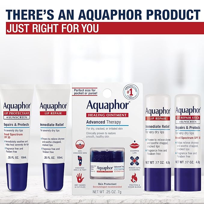 Aquaphor Lip Repair Stick, Lip Protectant, Moisturizing Lip Balm Multipack, 0.17 Oz, 2 Pack