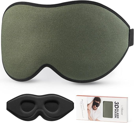 LitBear Sleep Mask for Men Side Sleeper, Sleeping Mask for Women Light Blocking, 3D Contoured Cup Eye Mask Sleeping, Soft Lightweight Sleep Eye Mask with Adjustable Elastic Strap for Traveling