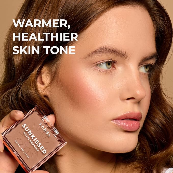 LAMEL Sunkissed Matte Bronzer Face Powder - Non-Shimmer, Long Lasting, Non-Greasy Bronzing Organic Makeup Formula - Matte Finish - Natural Tan Skin - N. 401-0.35oz.