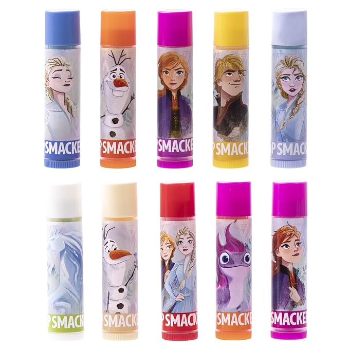Lip Smacker Disney Frozen 2 Party Pack - 10 Moisturizing Lip Balms, Clear Matte, Hydrating & Protecting - Cruelty-Free- Frozen 2