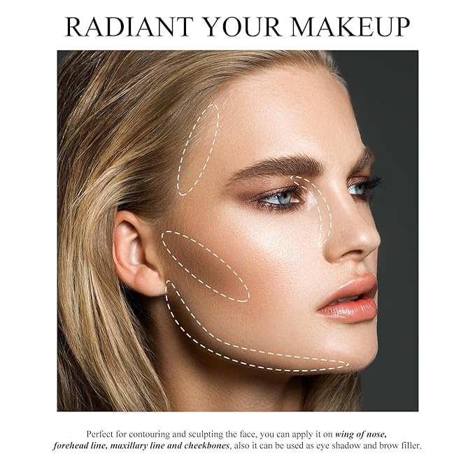 KYDA Face Sculpting Contour Palette, Natural Shimmer Smooth Contour Pressed Powder, Ultra-fine Lightweight, Easy to Blend, Multiuse Baked Contour Makeup-BRONZER