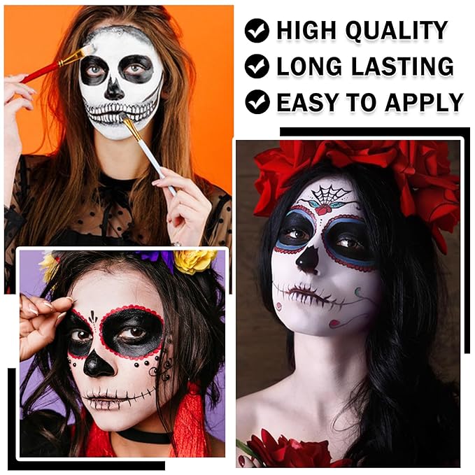 Clown Makeup Kit,Black White Red Face Paint Professional Adult Body Paint Kit for Halloween SFX Special Effects Makeup Kit