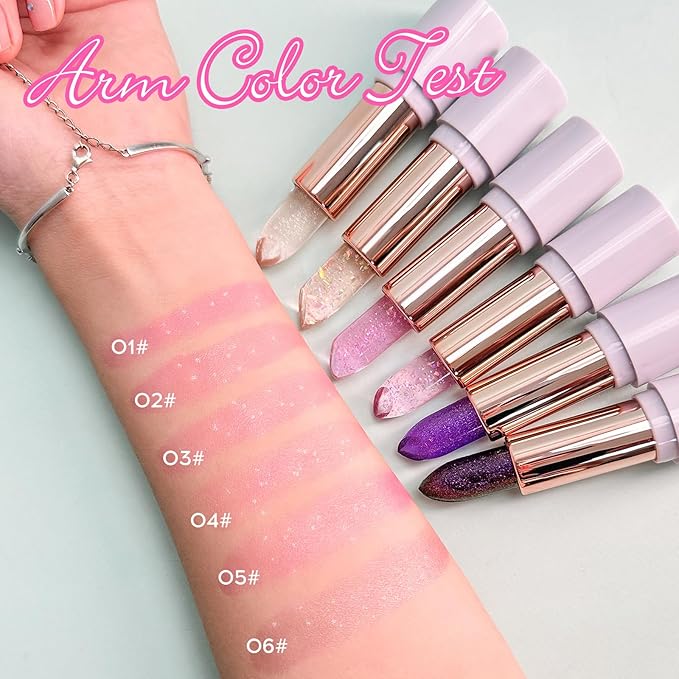 Magic Color Changing Lipstick, pH Lip Balm Glitter Shimmer Lipstick Plumping Glimmer Glow Jelly Lipstick, Hydrating Lasting Nourishing Moisture Lip Care Temperature Color Change Lip Gloss (4#)