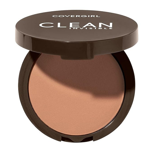 Covergirl Clean Invisible Pressed Powder, Lightweight, Breathable, Vegan Formula, Soft Honey 155, 0.38oz