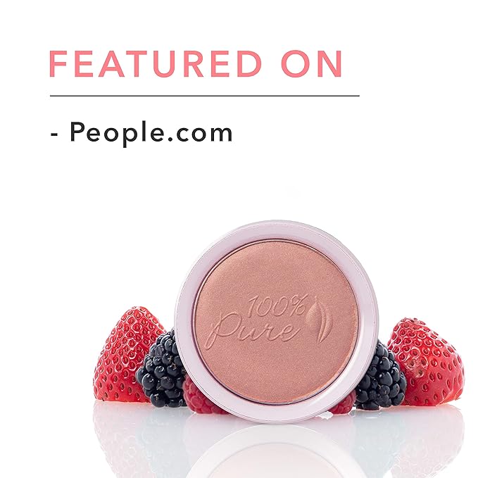 100% PURE Powder Blush (Fruit Pigmented), Peach, Soft Shimmery Finish, Nourishes Skin w/Rosehip Oil, Cocoa Butter, Natural Makeup (Neutral Peach w/Bronze) - 1.81 oz