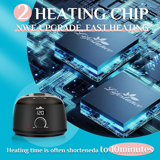 Lifestance Professional Wax Pot Warmer, L2 Premium Digital Wax Melt Machine for Hair Removal, 500ml 14oz LCD Wax Heater for Hard Wax Beads Fast Heat, Home Waxing for Body Brazilian Bikini Face Eyebrow