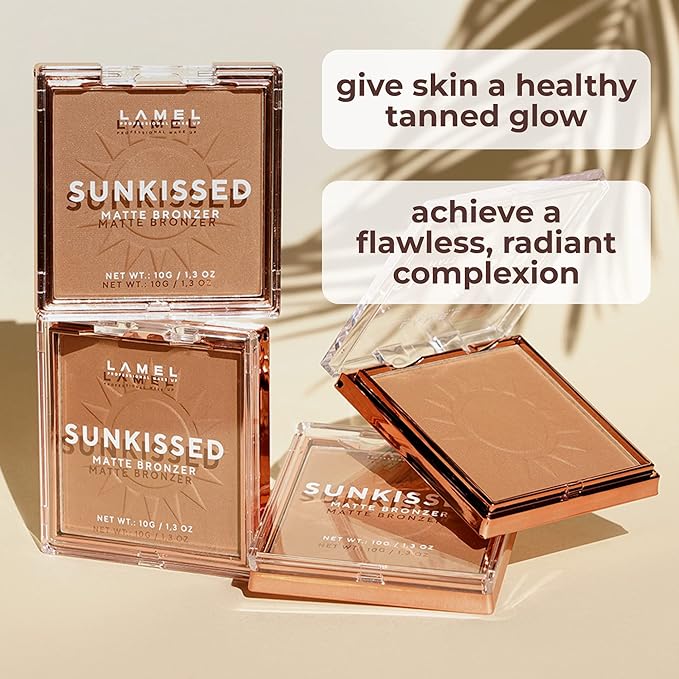 LAMEL Sunkissed Matte Bronzer Face Powder - Non-Shimmer, Long Lasting, Non-Greasy Bronzing Organic Makeup Formula - Matte Finish - Natural Tan Skin - N. 401-0.35oz.