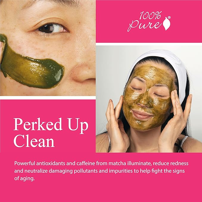 100% PURE Matcha Oat Face Scrub Facial for Glowy Radiant Skin Exfoliator & Pore Minimizer Natural Skincare for Women & Men, Vegan - 3 oz