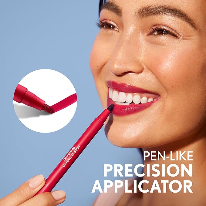 COVERGIRL Outlast, 25 Tangelo, Lipstain, Smooth Application, Precise Pen-Like Tip, Transfer-Proof, Satin Stained Finish, Vegan Formula, 0.06oz