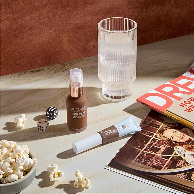 FLOWER BEAUTY By Drew Barrymore Get Real Serum Concealer - Brightens Skin + Blurs Blemishes - Hydrating Serum- Sand