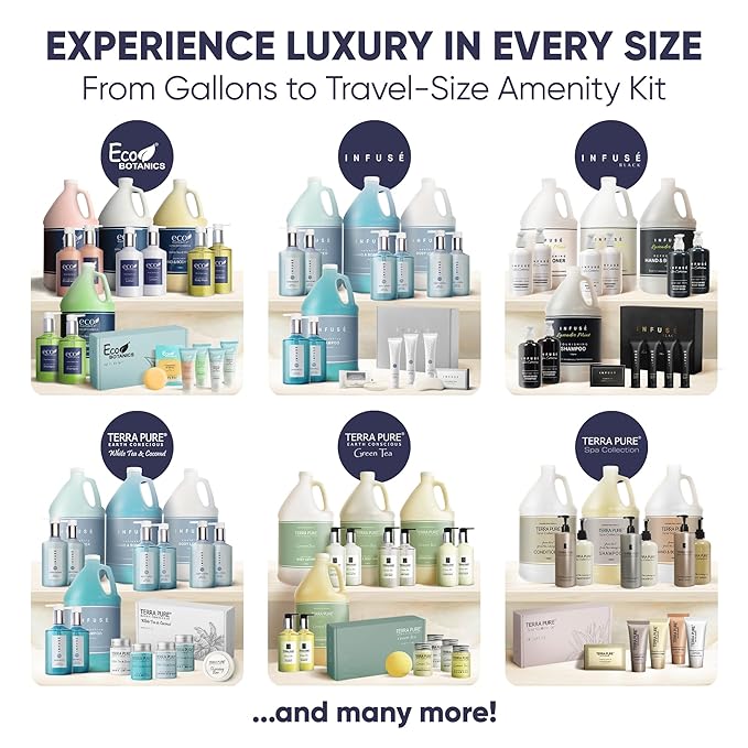 1-Shoppe All-In-Kit|Aqua Organics Amenity Kit|Boxed Hotel Toiletries|Bulk Set 1oz Travel Size Shampoo,Conditioner,Lotion,Body Wash & Bar Soap for Guest Hospitality AirBnB/Vacation Rentals|5 Pieces