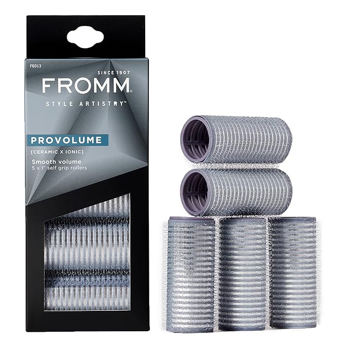 Fromm ProVolume 1" Self-Grip Ceramic Ionic Thermal Hair Rollers, 5 Count Salon Quality Hair Curlers for Short, Medium and Long Hair