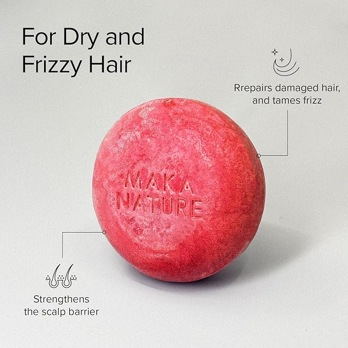 Maka Nature Low-Carbon Shampoo Bar | Korean K-Beauty Haircare with Natural Ingredients for Scalp & Hair Types | Vegan, Eco-Friendly, pH balanced, 3.35oz (Geranium)