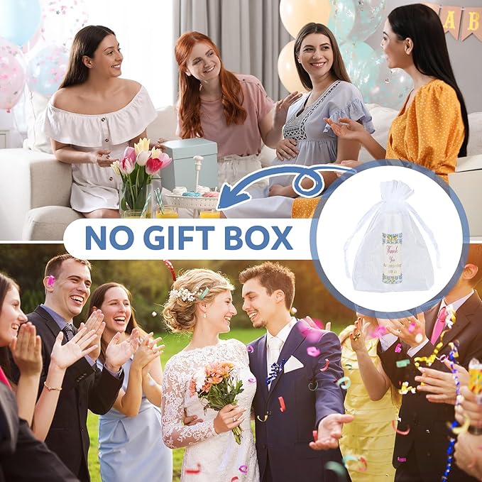 Demissle 50 Pcs Baby Shower Lip Balm Gift Set with 100 Pcs Organza Bags Baby Shower Party Favor for Guest Thank You Tag Rope Baby Shower Party Decoration Gender Reveal Souvenirs (Lemon)