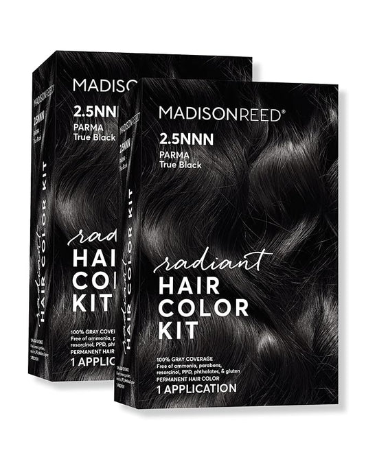 Madison Reed Radiant Hair Color Kit | 2.5NNN Soft Black (Parma Black) for 100% Gray Hair Coverage | Salon Quality Permanent Hair Dye | PPD-Free & Ammonia-Free | (Packaging May Vary) 2 Pack