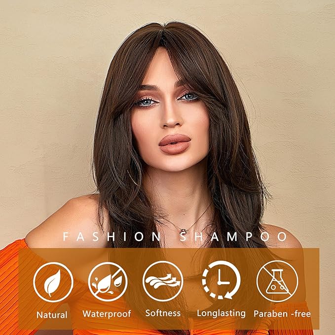 Chestnut Brown Hair Dye Shampoo with Argan Oil for Men & Women, 3 in 1 Semi-Permanent Formula, 16.9 Fl oz - Easy to Use, Covers Gray Hair