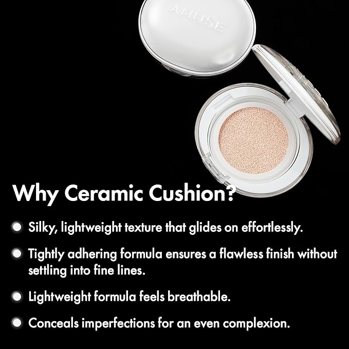Amuse SEOUL Ceramic Skin Perfector Cushion Foundation Refill | Long-lasting, Lightweight, Semi-matte, Flawless Coverage, Hypoallergenic, Korean Beauty, Vegan(15g / 0.52 oz.) ([Refill] 1.5 NATURAL)