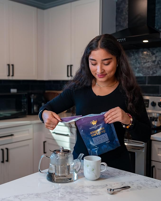 Earl Grey Tea, Organic Loose Leaf Black Tea – Classic Bergamot & Citrus Flavor – Boost Clarity & Wellness – Drink Hot or Iced – 4 oz Resealable Bag (Makes 50 Cups) – The Elegant Elephant