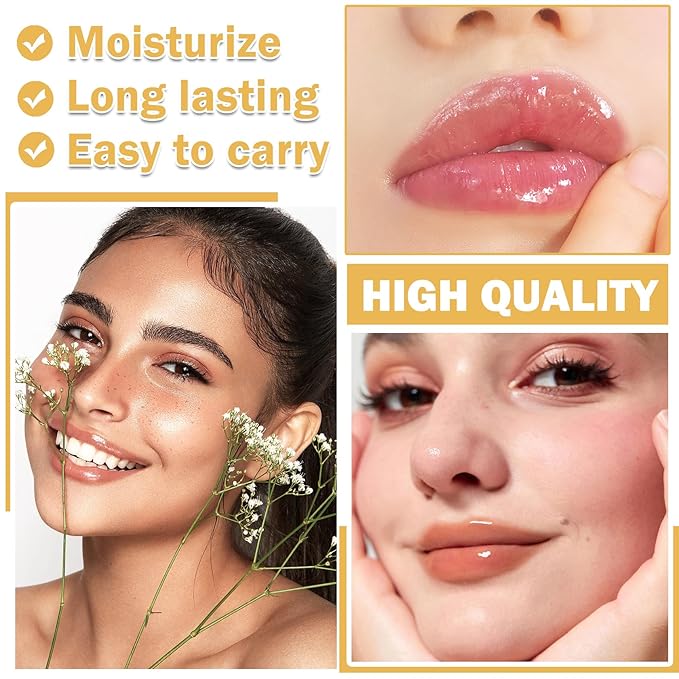 2PCS Lip Plumper Gloss Plumping Lip Gloss Set Natural Moisturizing Lip Plumping Gloss Daily Lip Care Products Lip Plumper Set for Women