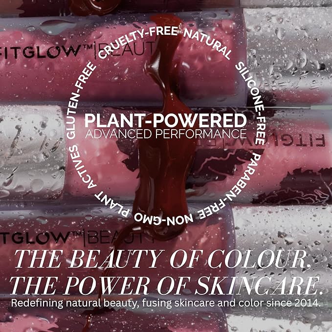 FITGLOW Beauty Lip Colour Serum | Hydrating Lip Gloss | Plumping Anti-Aging Lip Treatment | Natural Shine with Pomegranate Sterols & Collagen | Buildable Color for Dry Chapped Lips | Bloom - 10g