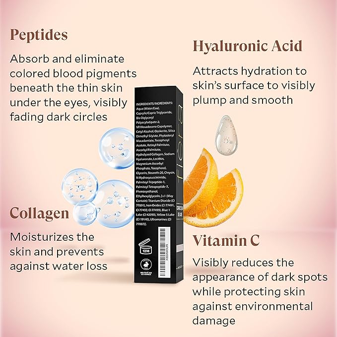 Fièra Luxury Concealer with Anti-Aging - All Day Coverage for Dark Circles, Fine Lines, Wrinkles & Spots - Tan, 0.5 Ounce