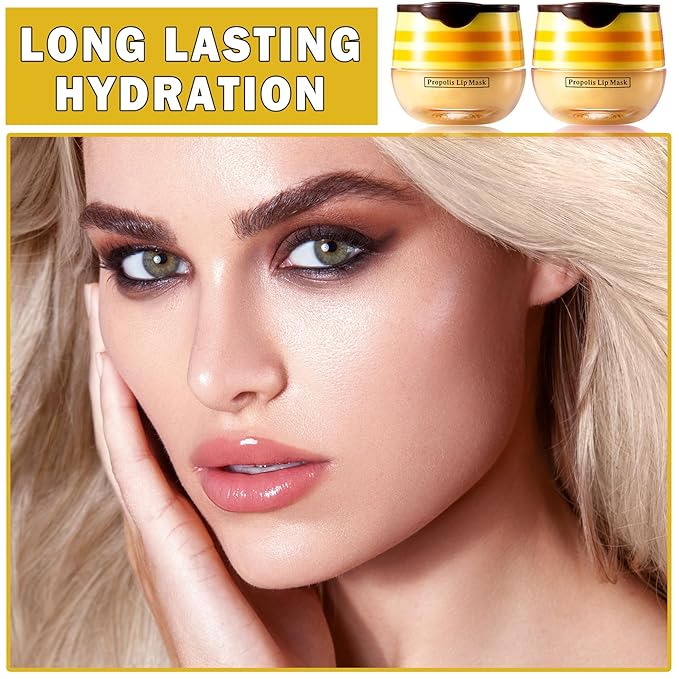 2PCS Bee Lip Balm Honey Pot Honey Lip Balm Sleeping Lip Mask Silky Hydrating Bee Lip Balm Lip Mask Overnight Lip Care Products